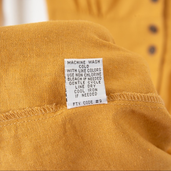 Rebellion Mustard Button Down Linen Midi Dress - Picture 5 of 8